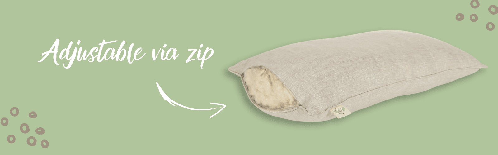 Linen pillow - Kapok filling - Adjustable loft - Zip, Zippered